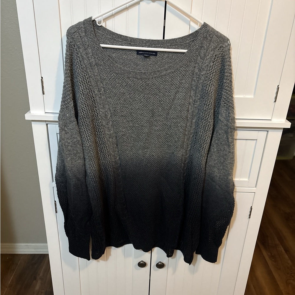 American Eagle XL Ombré Knit Sweater | Oversized Gray Pullover